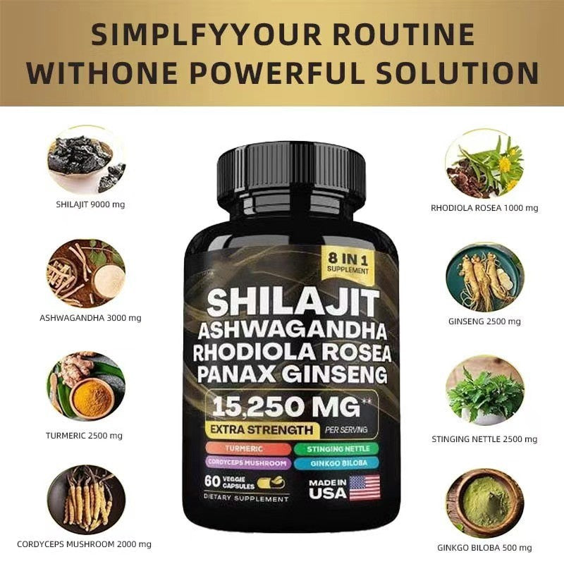 Shilajit Resin Dietary Supplement Capsules